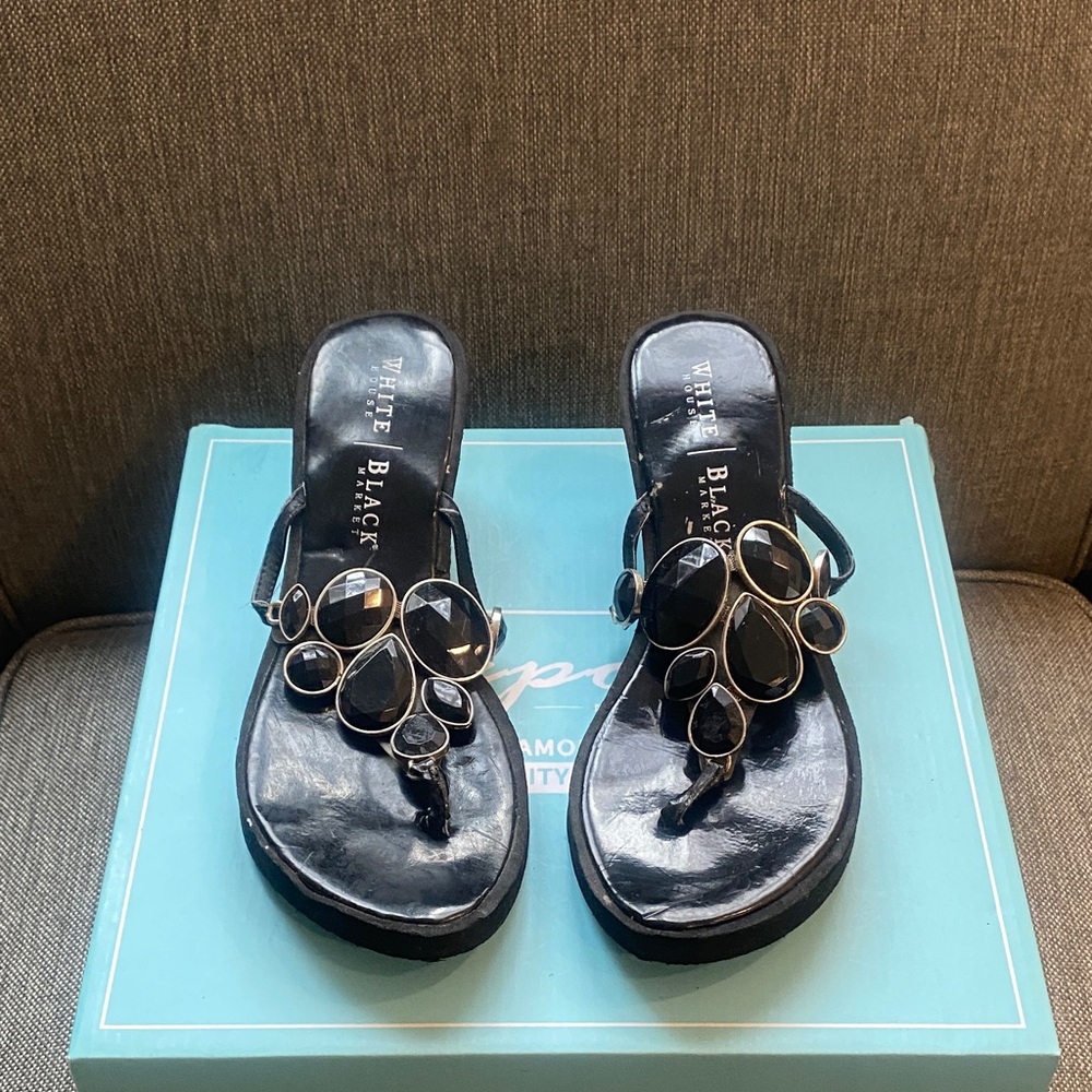 White House Black Market Black Gem Sandals